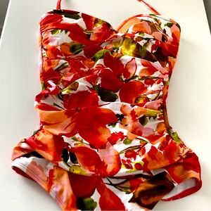 Floral Print Ruffle One-Piece Swimsuit